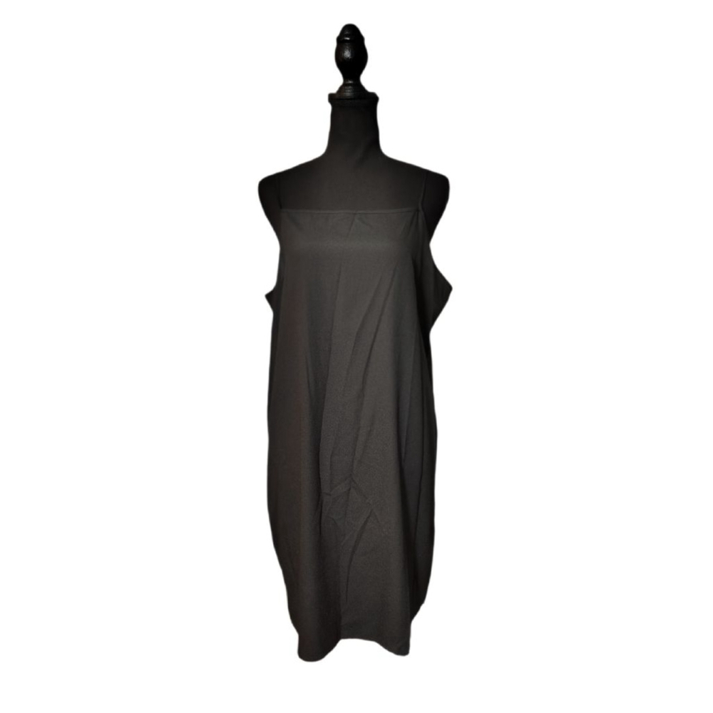 WHO WHAT WEAR Rouched Black Mini Dress L - Picture 2 of 11